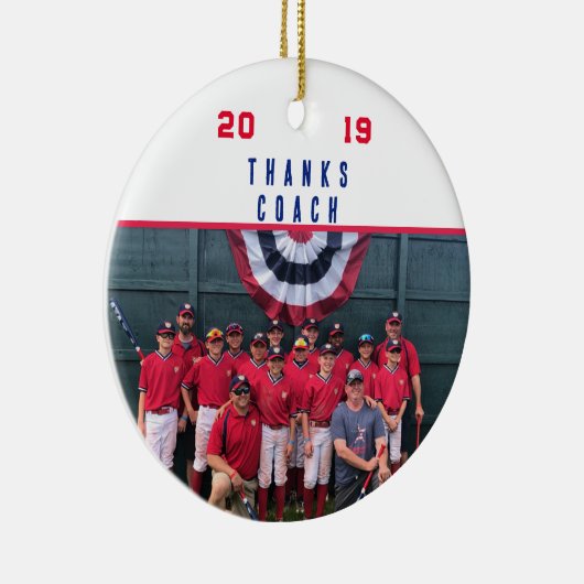 Coach Dank u - Cooperstown Gift Team Foto Keramisch Ornament (Rechts)
