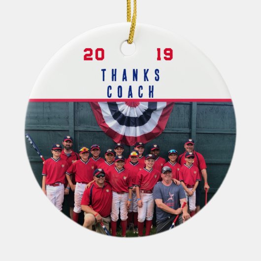Coach Dank u - Cooperstown Gift Team Foto Keramisch Ornament (Voorkant)