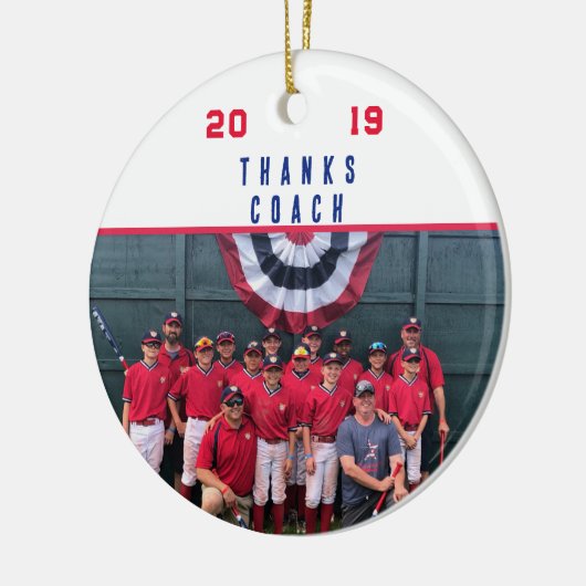 Coach Dank u - Cooperstown Gift Team Foto Keramisch Ornament (Links)