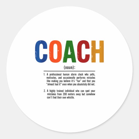 Coach Definition Coaches Gift Team Srts Tank Top  Ronde Sticker (Voorkant)