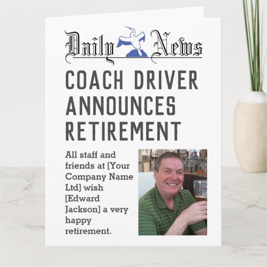 Coach Driver Retirement Kaart om te personaliseren (Voorkant)