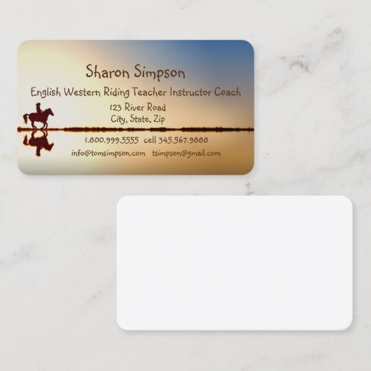 Coach English Western Riding Teacher Instructor Visitekaartje (Voorkant / Achterkant)