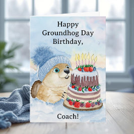 Coach Fijne Groundhog Day Verjaardag Kaart