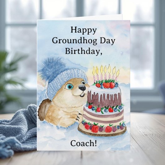 Coach Fijne Groundhog Day Verjaardag  Kaart