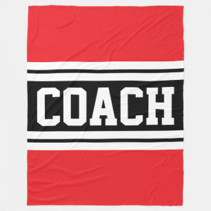 COACH Fun Helder Rood Zwart Wit Racing Stripes Fleece Deken