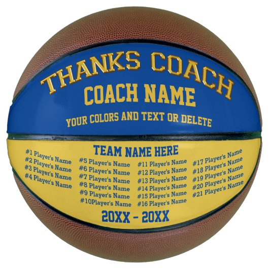 Coach Gifts Basketbal Uw KLEUREN, 8 Tekstvakken (Voorkant)