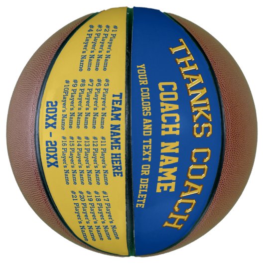 Coach Gifts Basketbal Uw KLEUREN, 8 Tekstvakken (Verticaal)