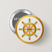 Coach gouden scheepswiel op wit ronde button 5,7 cm (Voorkant /achterkant)