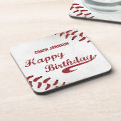 Coach Happy Birthday Large Grunge Baseball, Sport Bier Onderzetter (Linkerzijde)