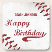Coach Happy Birthday Large Grunge Baseball, Sport Bier Onderzetter (Voorkant)