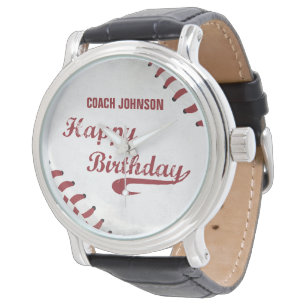 Coach Happy Birthday Large Grunge Baseball, Sport Horloge