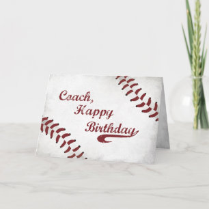 Coach Happy Birthday Large Grunge Baseball, Sport Kaart