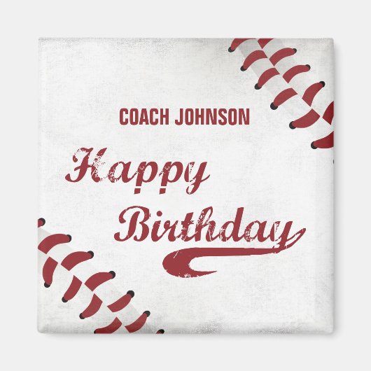 Coach Happy Birthday Large Grunge Baseball, Sport Magneet (Voorkant)