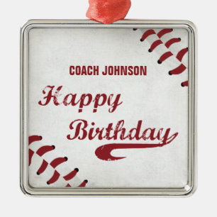 Coach Happy Birthday Large Grunge Baseball, Sport Metalen Ornament