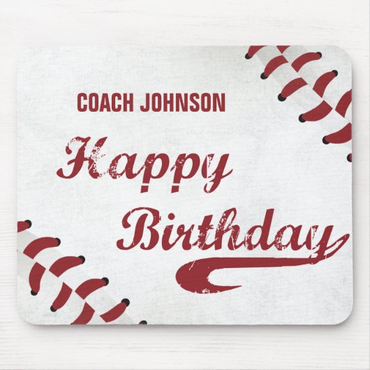 Coach Happy Birthday Large Grunge Baseball, Sport Muismat (Voorkant)