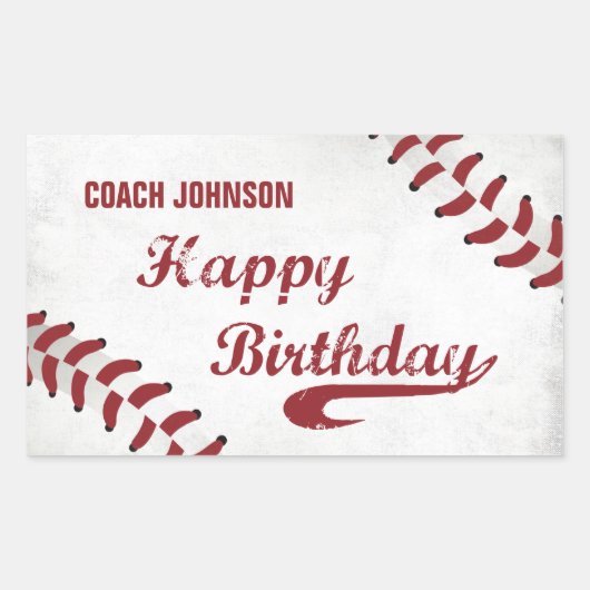 Coach Happy Birthday Large Grunge Baseball, Sport Rechthoekige Sticker (Voorkant)