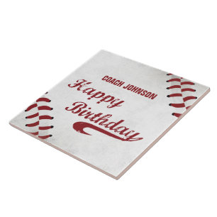 Coach Happy Birthday Large Grunge Baseball, Sport Tegeltje