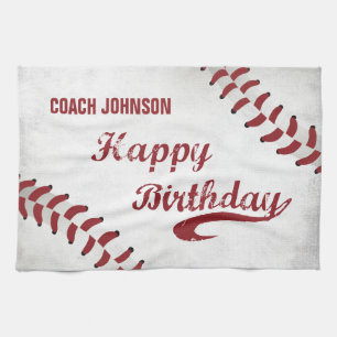 Coach Happy Birthday Large Grunge Baseball, Sport Theedoek