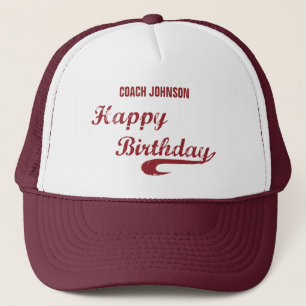 Coach Happy Birthday Large Grunge Baseball, Sport Trucker Pet