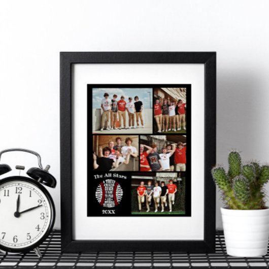 Coach honkbal Foto Collage Naam Team # Poster