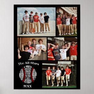 Coach honkbal Foto Collage Naam Team # Poster