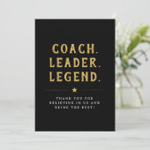 Coach Leider Legende Goud Typografie Kaart (Staand voorkant)