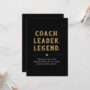 Coach Leider Legende Goud Typografie Kaart