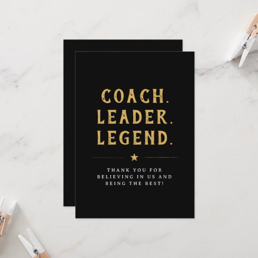 Coach Leider Legende Goud Typografie Kaart (Voorkant / Achterkant in situ)