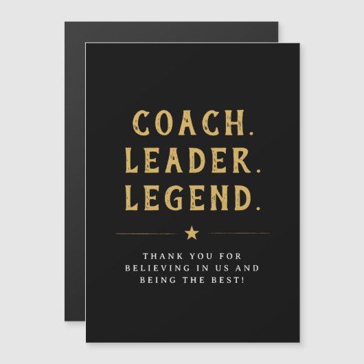Coach Leider Legende Goud Typografie Magneet (Voorkant / Achterkant)