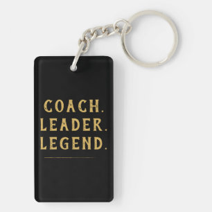 Coach Leider Legende Goud Typografie Sleutelhanger