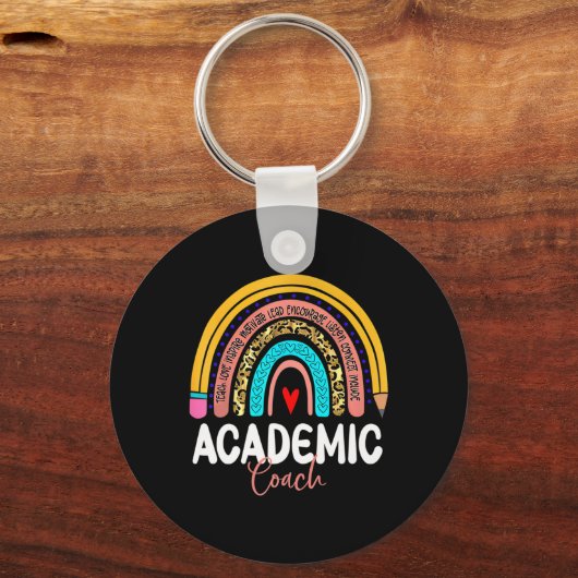 Coach Leopard Rainbow Terug naar School Premium Sleutelhanger (Voorkant)