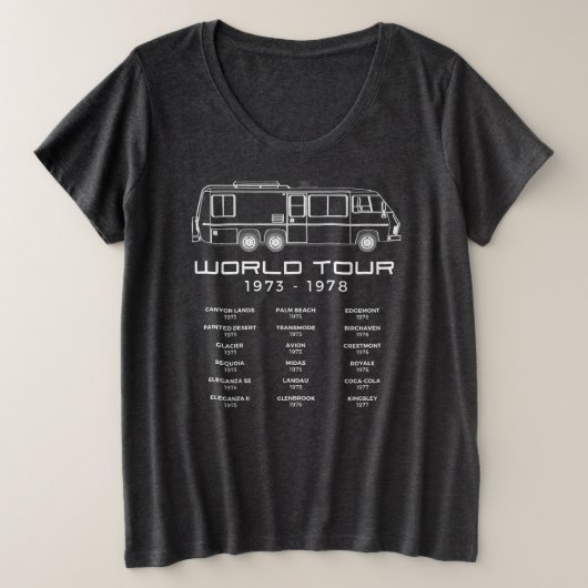  Coach Motorhome World Tour Grote Maat T-shirt (Design voorkant)