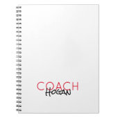 COACH NAAM aangepaste tekst rode zwarte poorten Mo Notitieboek (Voorkant)