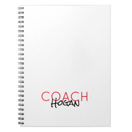 COACH NAAM aangepaste tekst rood zwart Sport Moder Notitieboek