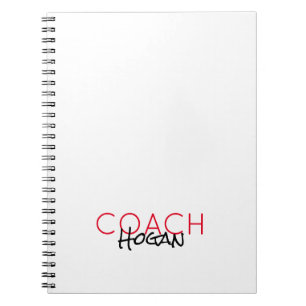 COACH NAAM aangepaste tekst rood zwart Sport Moder Notitieboek