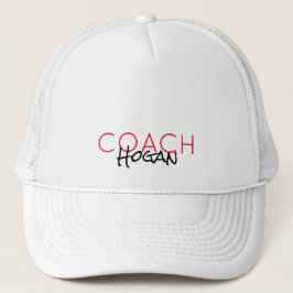 COACH NAAM aangepaste tekst rood zwart Sportteam Trucker Pet