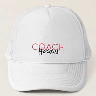 COACH NAAM aangepaste tekst rood zwart Sportteam Trucker Pet