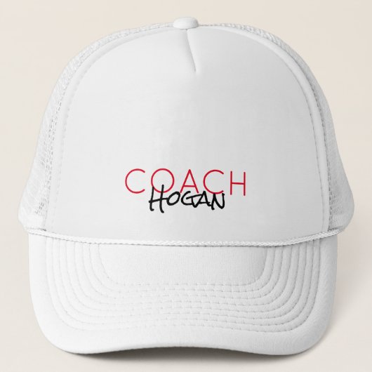 COACH NAAM aangepaste tekst rood zwart Sportteam Trucker Pet (Voorkant)