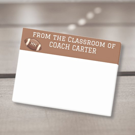 Coach Naam Klaslokaal, Voetbal, Bruine Rand Post-it® Notes