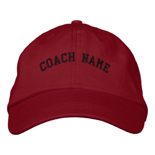 Coach-naam op maat gesneden geborduurd Pet rood (Voorkant)