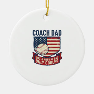 Coach Papa Honkbal Patriottisch Vintage T-Shirt On Keramisch Ornament