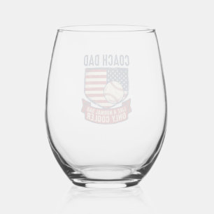 Coach Papa Honkbal Patriottisch Vintage T-Shirt On Wijnglas Zonder Voet