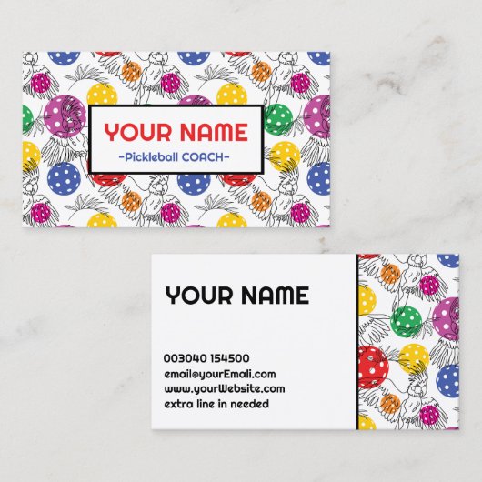 Coach Pickleball parrots en pickeballen Visitekaartje (Voorkant / Achterkant)