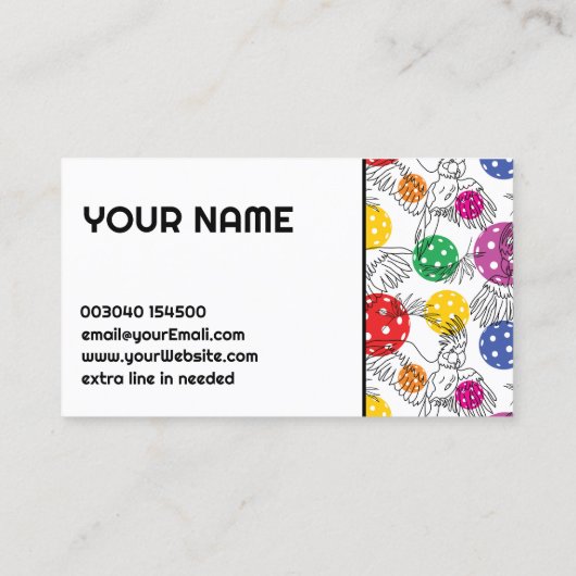 Coach Pickleball parrots en pickeballen Visitekaartje (Achterkant)