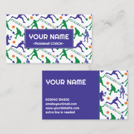 Coach Pickleball-silhouettes op wit Visitekaartje