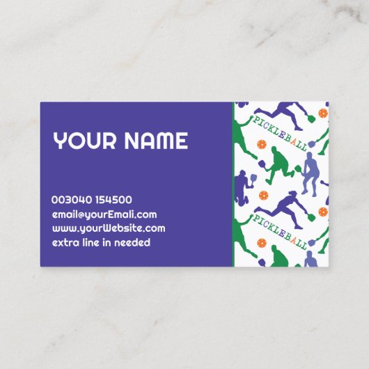 Coach Pickleball-silhouettes op wit Visitekaartje (Achterkant)