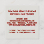 Coach Player School Sport BASEBALL Vierkante Visitekaartje (Achterkant)