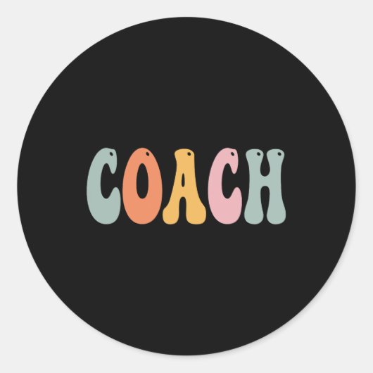 Coach Retro Groovy  Vrouwen Fijne Eerste Dag Ronde Sticker (Voorkant)