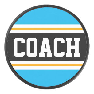 COACH Sky Blue Zwart Wit Geel Hockey Stripes Hockey Puck