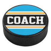 COACH Sky Blue Zwart Wit Geel Hockey Stripes Hockey Puck (3/4)
